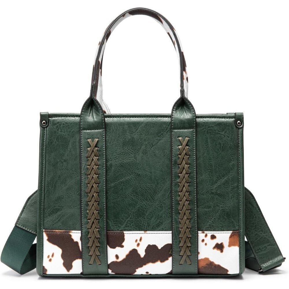 Women’s Green Crocodile Pattern Satchel Set | Stylish Tote & Purse Bags
